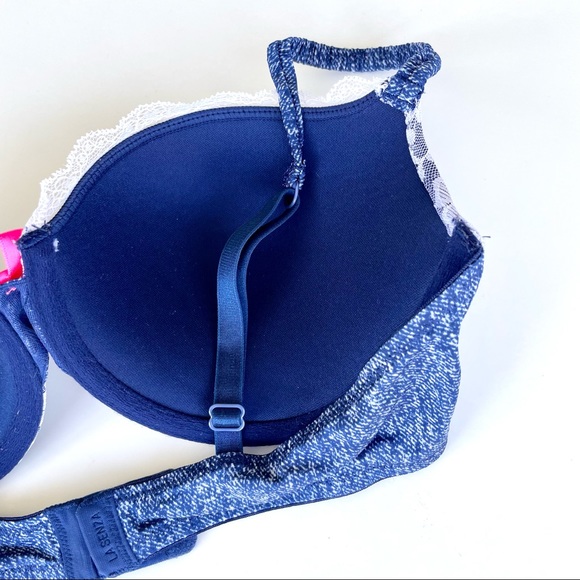 La SENZA Slightly Padded Denim & Lace Push-up Bra - Picture 8 of 14